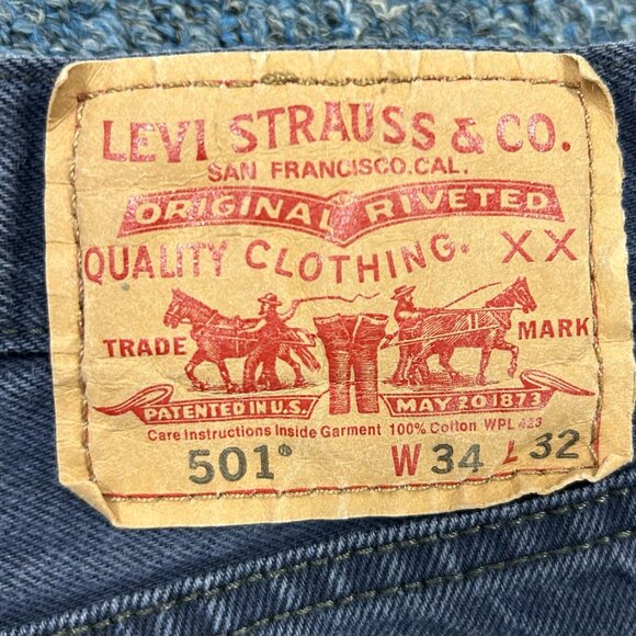 Levi 501 Button Fly Straight Leg 34X32 Men's Jeans - Picture 4 of 4